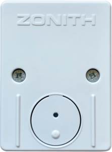 Wireless panic button for wall and table mounting.
